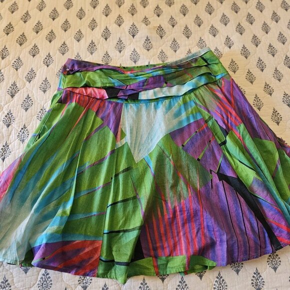 MNG A-Line Tropical Cotton Skirt – Size 10 | Boho Multicolor Summer Vibe - Picture 14 of 14